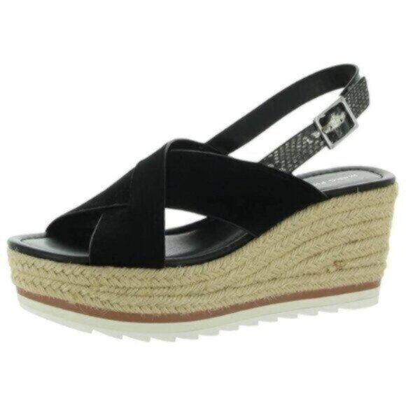 NEW Marc Fisher Black Espadrille Wedge Sandal 8.5 - Picture 1 of 9